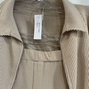 Elegant Beige Women's 2 piece cargo pant set